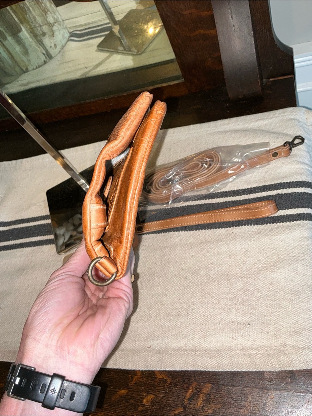 NWT Bed Stu Leather Cadence Wallet Wristlet Crossbody Bag Tan Rustic MSRP $179 - Picture 9 of 15